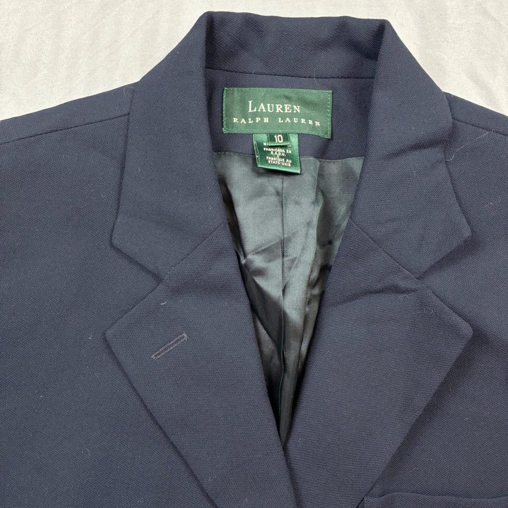 Lauren Ralph Lauren Blazer Women 10 Navy Blue Crown Crest Preppy Classic VTG - Picture 3 of 13